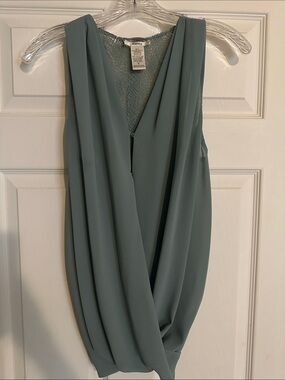 Sleeveless Draped V-Neck Top - Sage Green